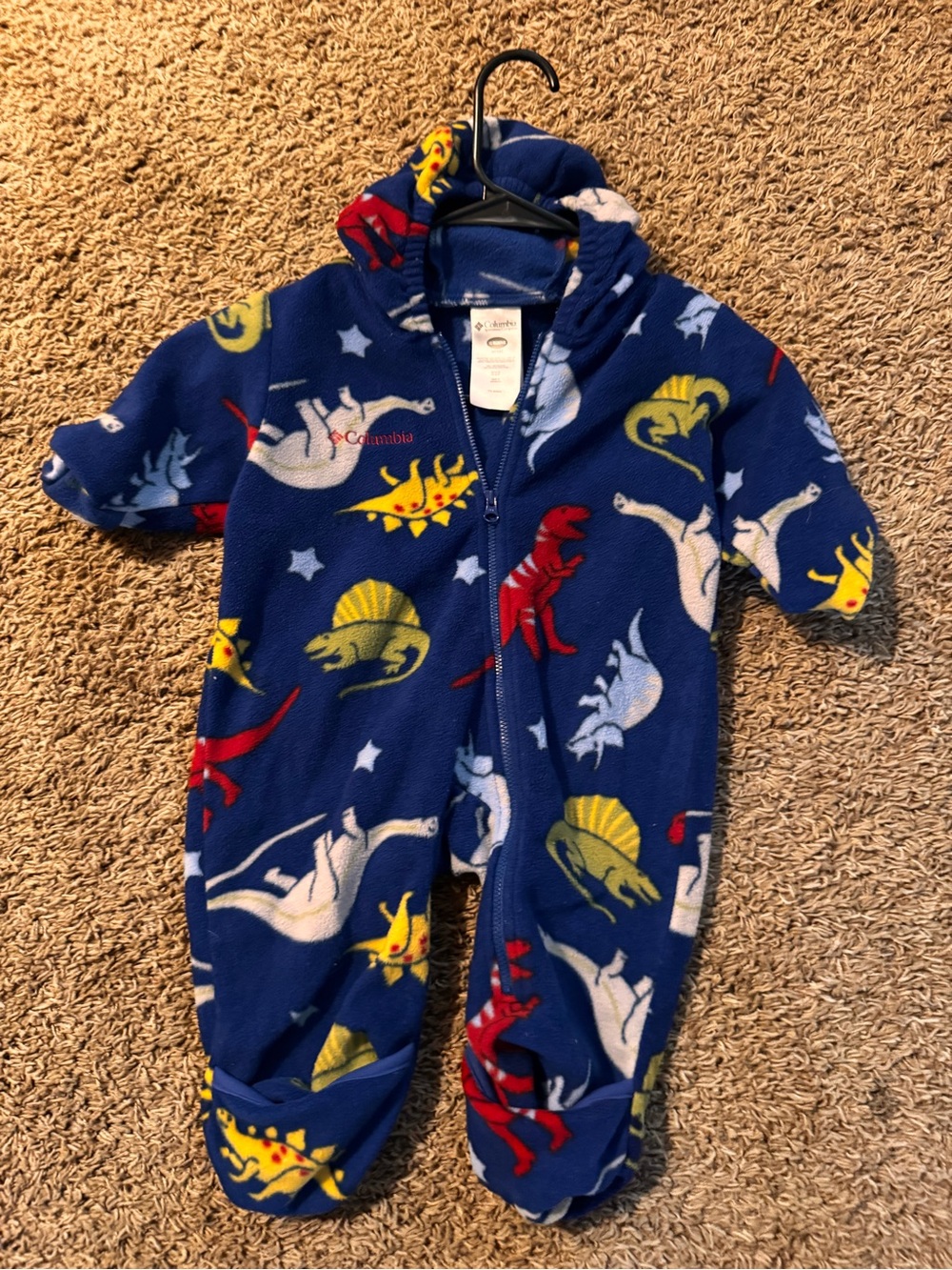 Columbia Navy Blue Fleece Dinosaur Hooded One-Piece